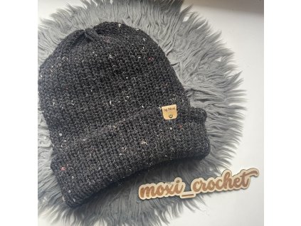 tweed čepice černá