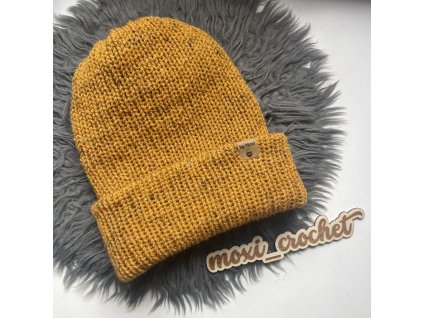 tweed čepice hořcicová