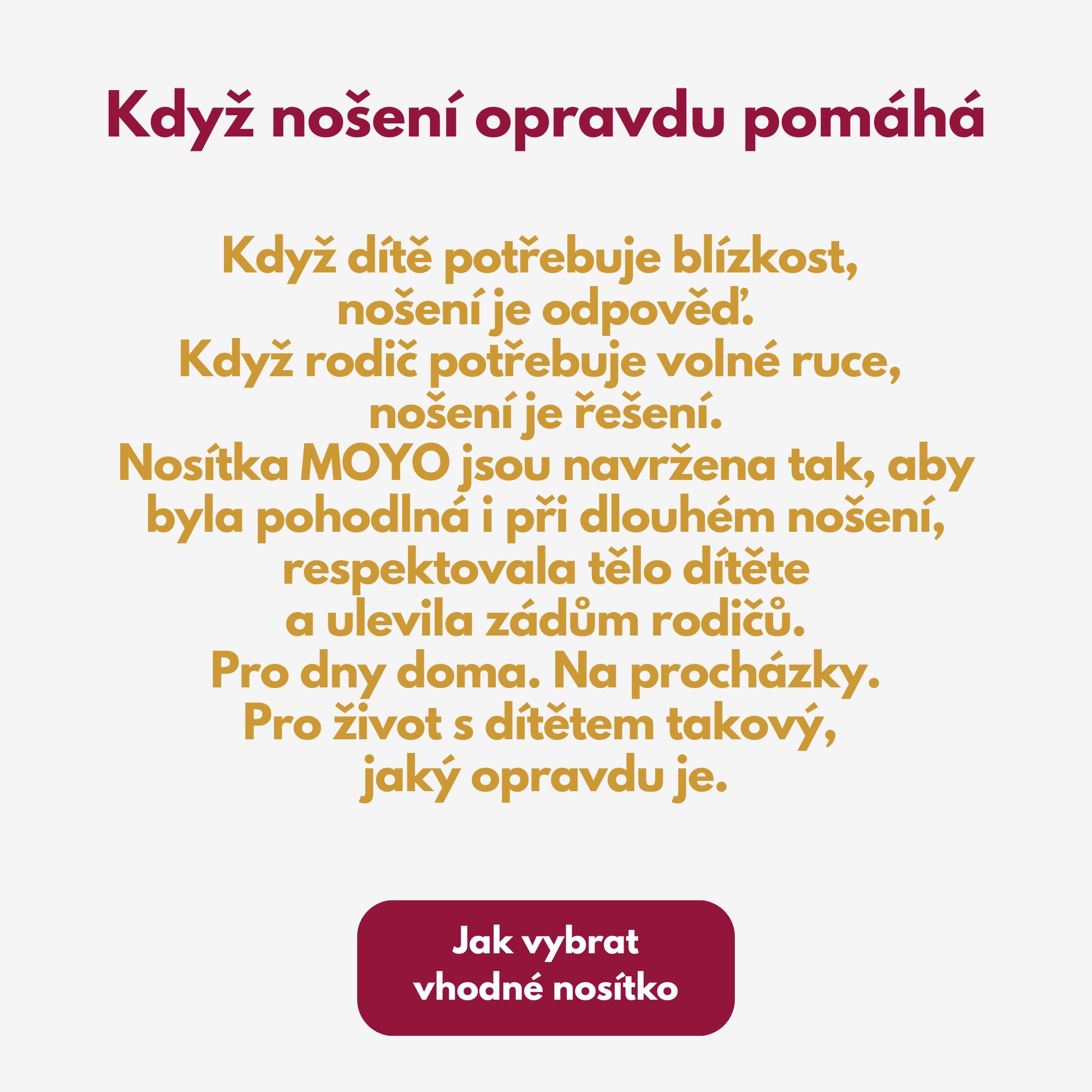 Ergonomický nosič pre bábätká MOYO – pohodlné nosenie dieťaťa doma aj vonku