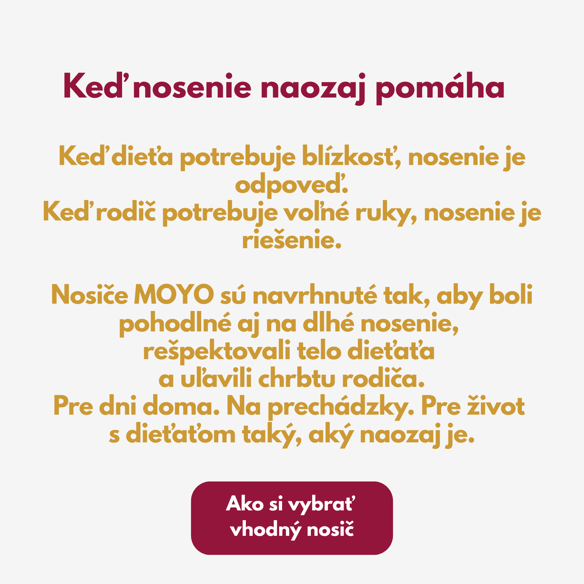 Ergonomický nosič pre bábätká MOYO – pohodlné nosenie dieťaťa doma aj vonku