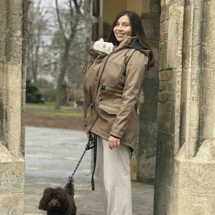 Beige softshellová nosící bunda MOYO pro maminky