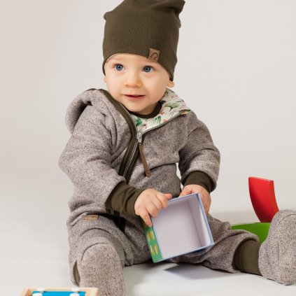 hrejivý fleecový overal pre deti khaki