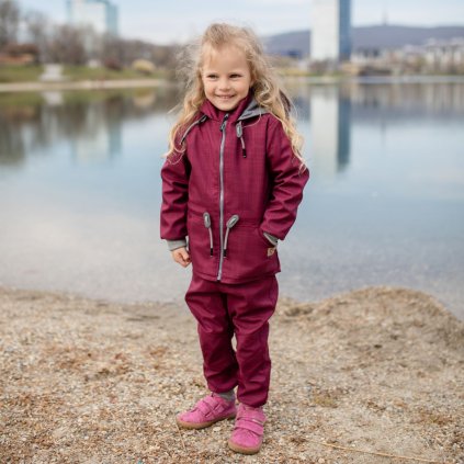 Nezateplená softshellová souprava MOYO v bordové barvě