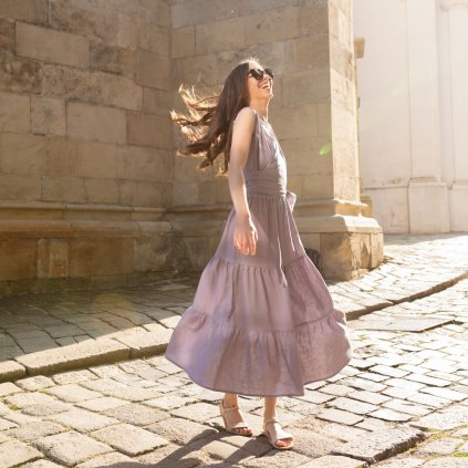 Ľanové šaty Breeze vo levanduľovej farbe