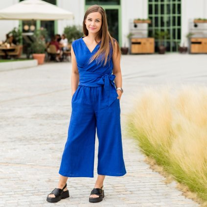 Ľanový dámsky komplet Riven vo farbe Royal