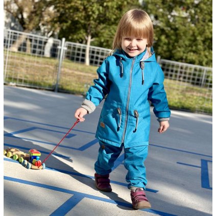 Nezateplená softshellová súprava MOYO v tyrkysovej farbe