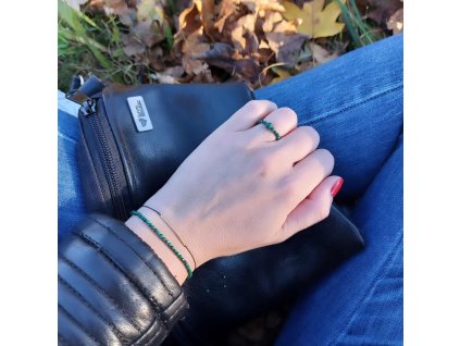 PRSTÝNEK MALACHIT S KAMÍNKEM