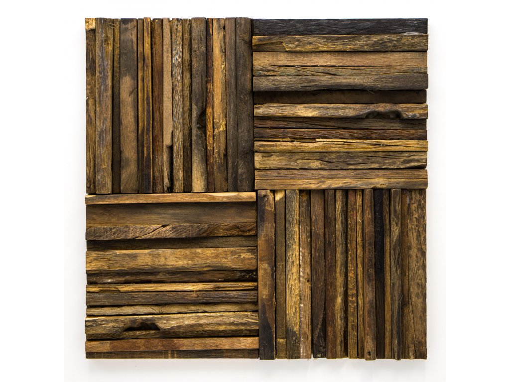 MW 002 dřevěná mozaika 10-15x150mm