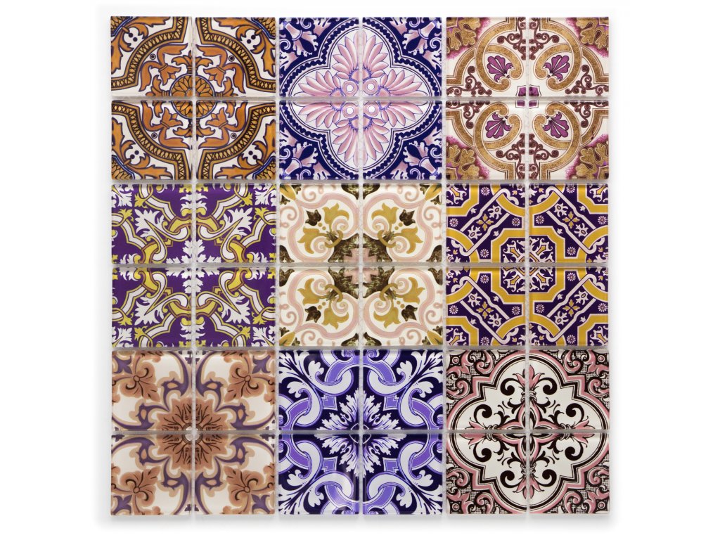 Skleněná mozaika vícebarevná patchwork 48x48x4mm