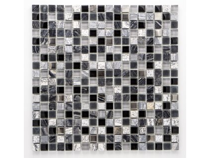 MMIX 017 mozaika, sklo, kámen, nerez 15x15mm