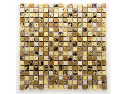 MS 087 mozaika z kamene a umělého kamene zlatá 15x15mm