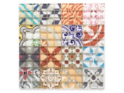 3348 sklenena mozaika vicebarevna patchwork 23x23x8mm