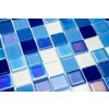 MGC 039 skleněná mozaika fosforeskující modrobílý mix 23x23mm