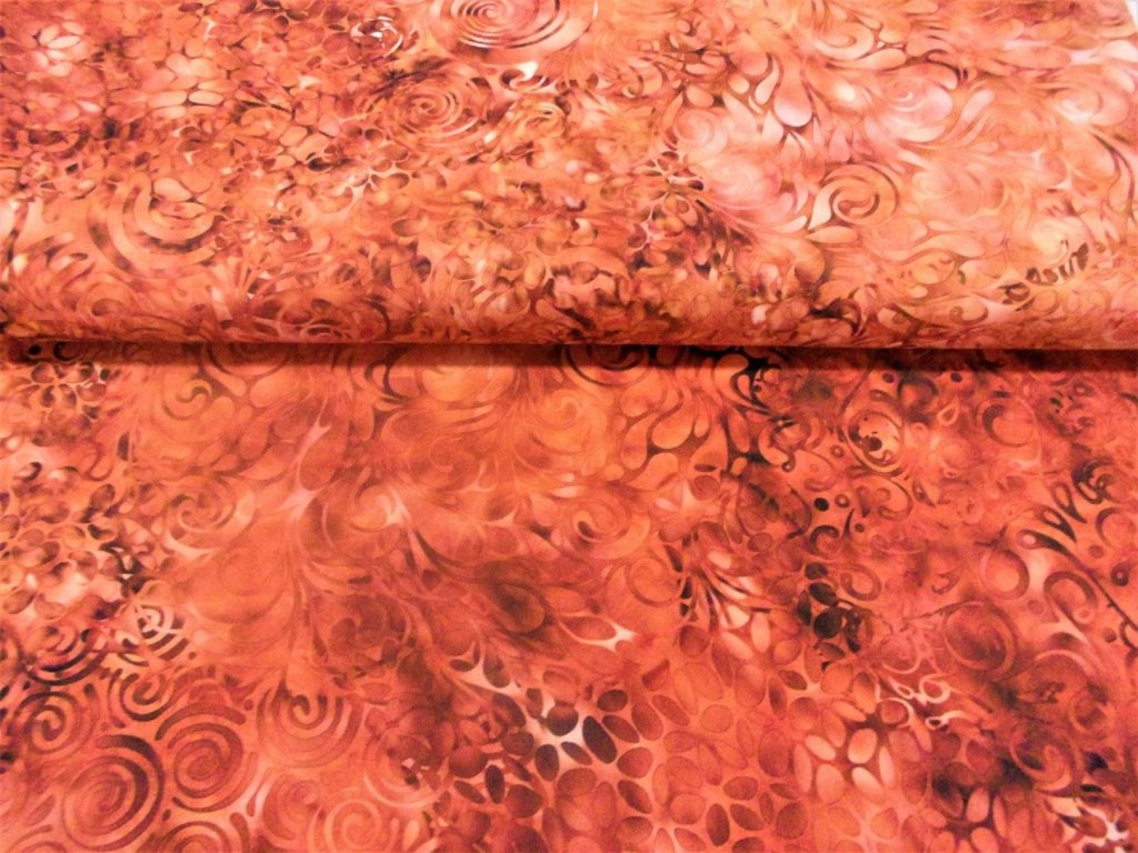 tisk-prolévaná batika,spirálky,color OR-oranžová