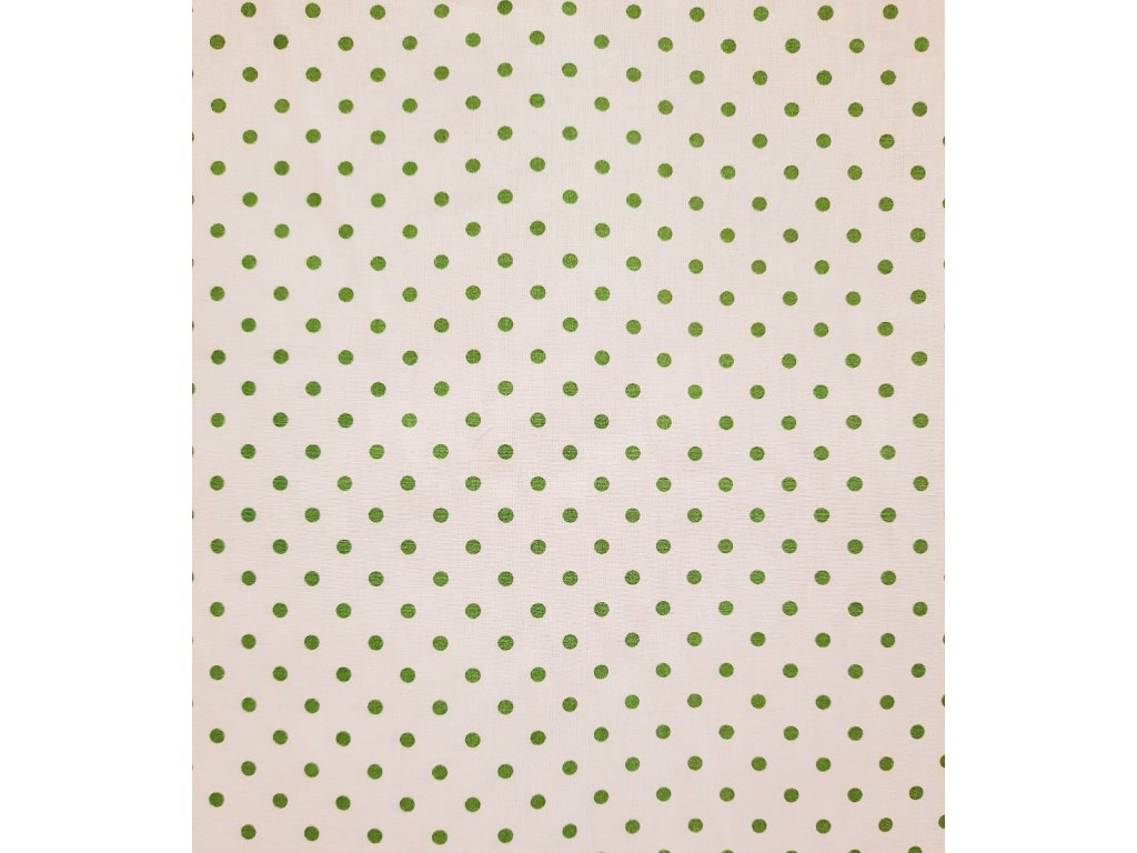 tisk - zelený puntík na bílé