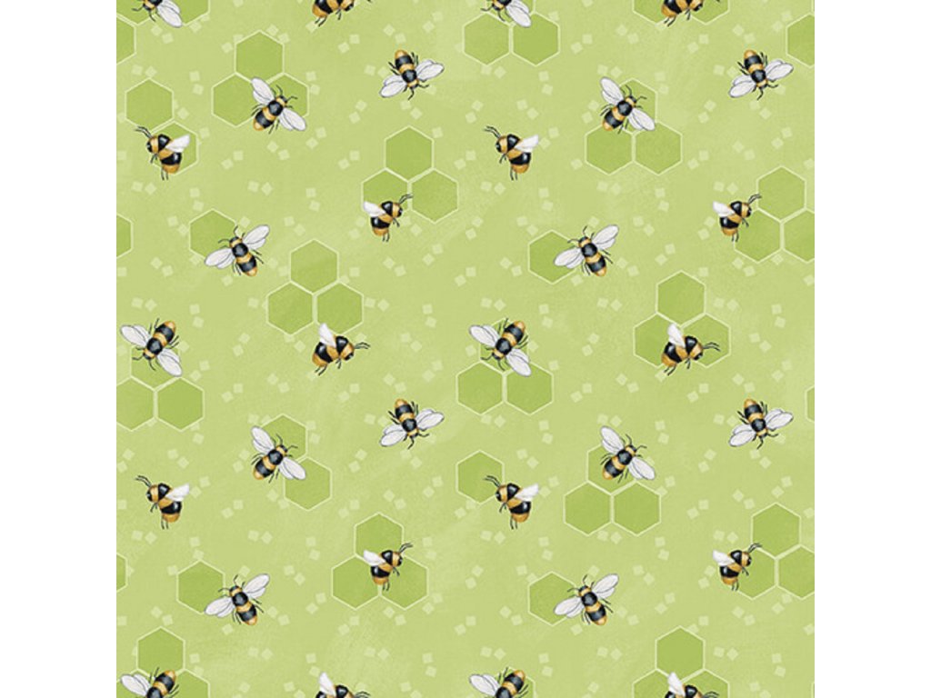 tisk - včelky na sv. zelené