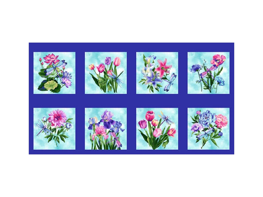 panel - barevné květinové motivy Dragonfly Lagoon