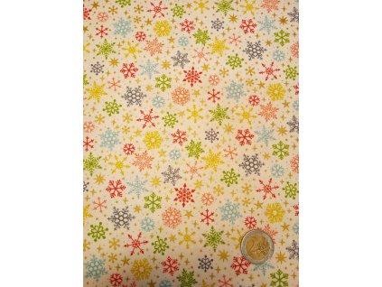 Vánoce - barevné vločky na bílé