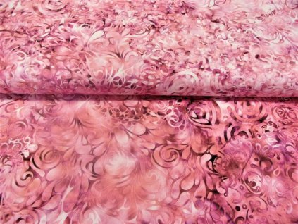 tisk-prolévaná batika,spirálky,color  D - růžová