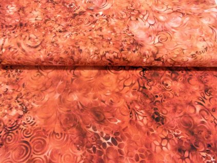 tisk-prolévaná batika,spirálky,color OR-oranžová