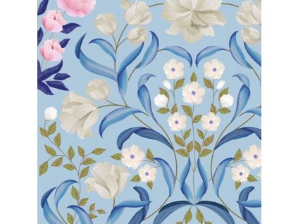 tisk- Morgan květy, ornamenty na sv.modré 28284 B