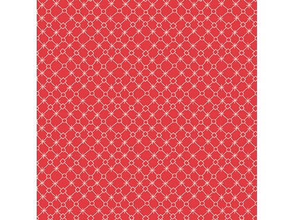 tisk- bílý vzor na červeném  SAY IT WITH A STITCH