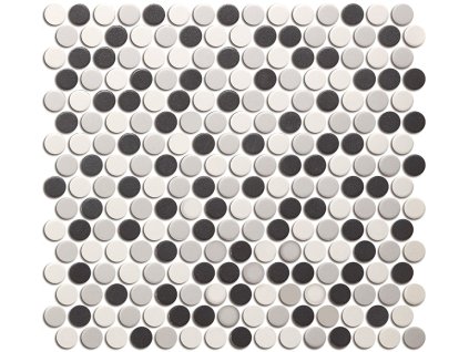 Keramická mozaika FIN Mozaika KOLEČKA MIX White Grey Black