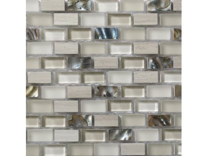 Kamenná mozaika LINEA ITALIA Mozaika Madreperla Wooden White Glass