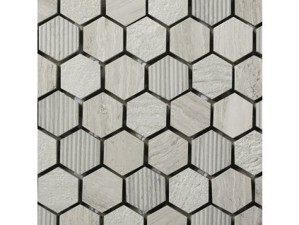 Kamenná mozaika LINEA ITALIA Mozaika Hexagonal Wooden White