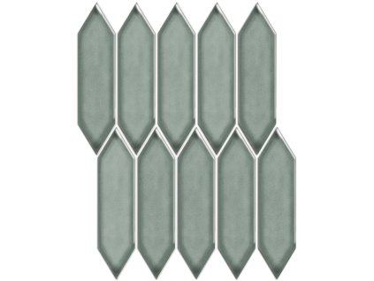 Keramická mozaika The Mosaic Factory Mozaika Picket Green Grey Glossy