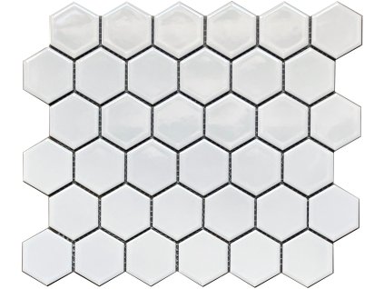 Keramická mozaika FIN Mozaika HEXAGON 5 Bílá Lesk