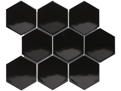 Keramická mozaika The Mosaic Factory Mozaika HEX10 Black Glossy
