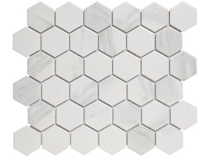 Keramická mozaika FIN Mozaika HEX5 Carrara Bílá Mat