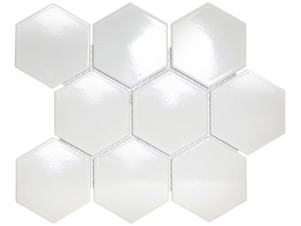 Keramická mozaika FIN Mozaika HEXAGON 10 Bílá Lesk