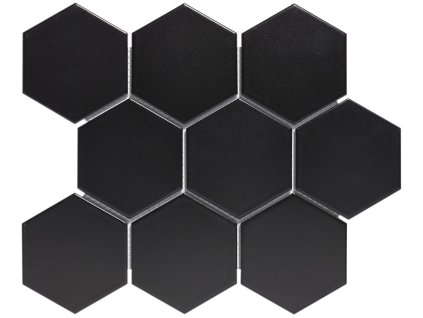 Keramická mozaika FIN Mozaika HEXAGON 10 Černá Mat