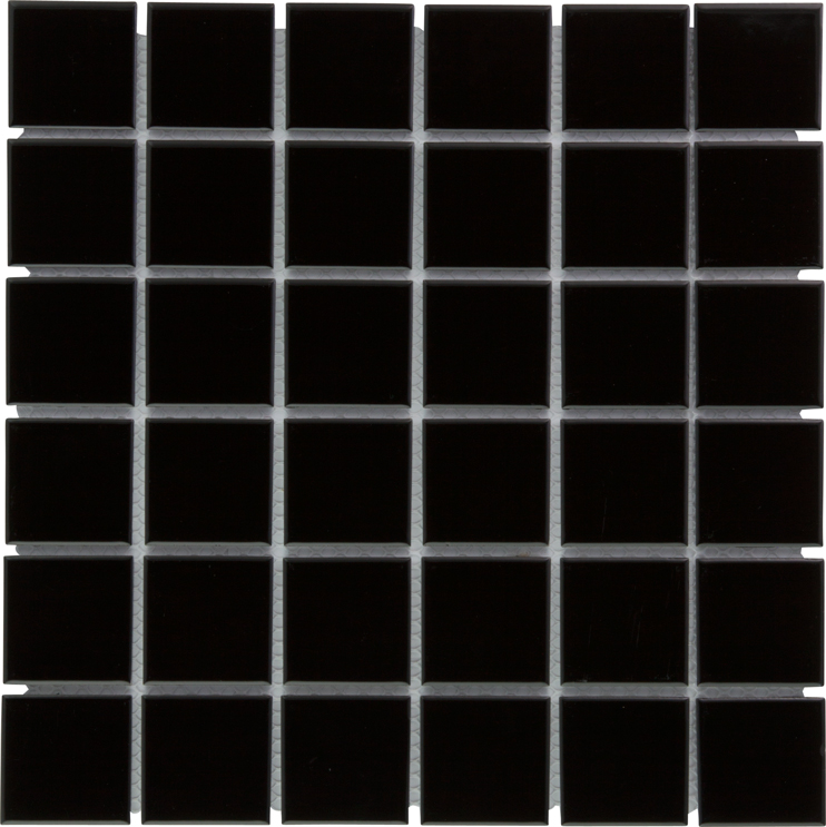 Keramická mozaika černá lesklá 4,8×4,8 cm čtverce The Mosaic Factory – obklad
