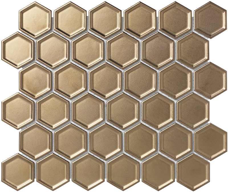 Keramická mozaika bronzová lesklá hexagon 5,1×5,9 cm The Mosaic Factory – obklad