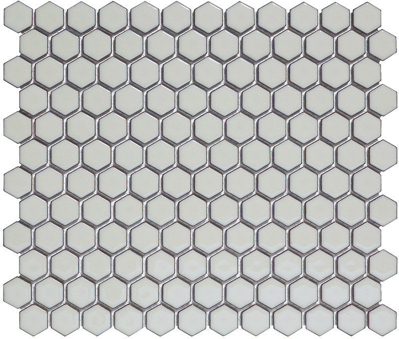 Keramická mozaika šedá lesklá hexagon 2,3×2,6 cm The Mosaic Factory – obklad