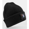 beechfield kids deep cuffed tonal patch beanie Black