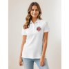 young female model with polo shirt logo mockup generator