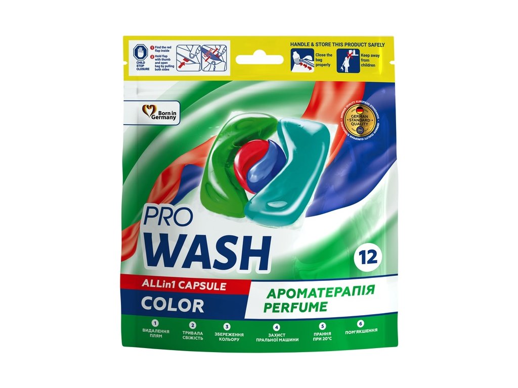 Prací prostředek ve formě kapslí COLOR PROWASH 12 ks (DOYPACK)