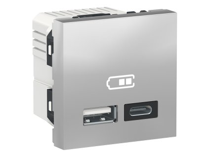 Nabíjecí USB konektor A+C 2.4A, 2M, Alu
