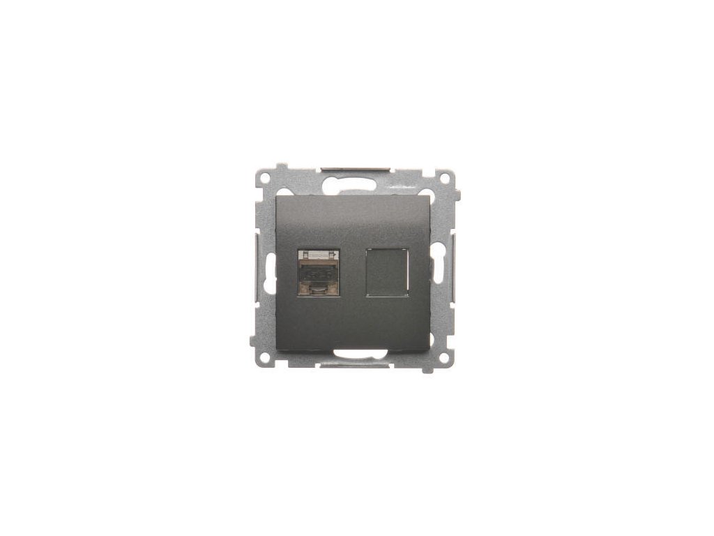 SIMON 54 počítačová zásuvká RJ45 kategórie 6 s protiprachovou clonou, IP20, antracitová, D61E.01/48