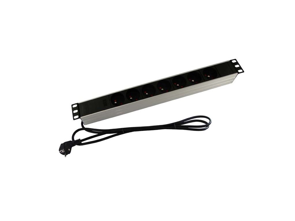 Rack patch napájacia lišta, 1U, 19", 7x zdierka