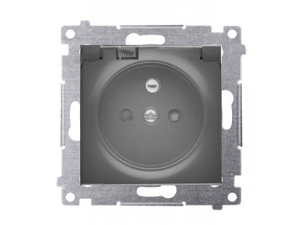 SIMON 54 zásuvka 1z s tesnením pre rámčeky Premium, IP44, 16A 250V, čierna matná, DGZ1BZ.01/49A
