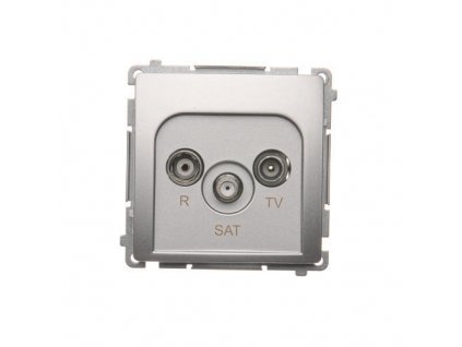 SIMON Basic anténná zásuvka R-TV-SAT koncová/zakončená tlm.:1db, strieborná matná, BMZAR-SAT1.3/1.01