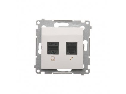 SIMON 54 zásuvka RJ45, kat.5e + telefonické RJ12, IP20, biela, D5T.01/11