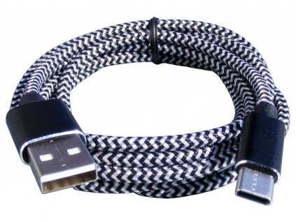 Šnúra USB A k / USB C k, bielo-čierna, 1.5m