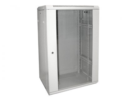 Rack skriňa 19" 22U, 600x600x1070mm (š/h/v), visiaca, RA7035, ZETA, sklo