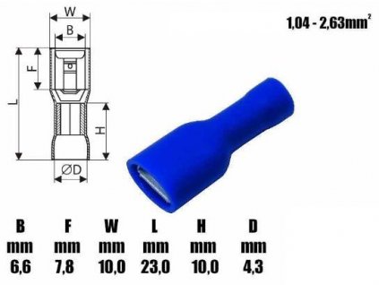 AK zdierka plochá 6,6mm, vodič 1,04-2,63mm2, modrá